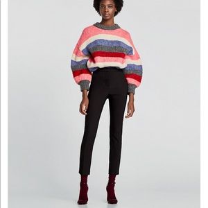 ZARA High Waist Skinny Trousers - BLACK